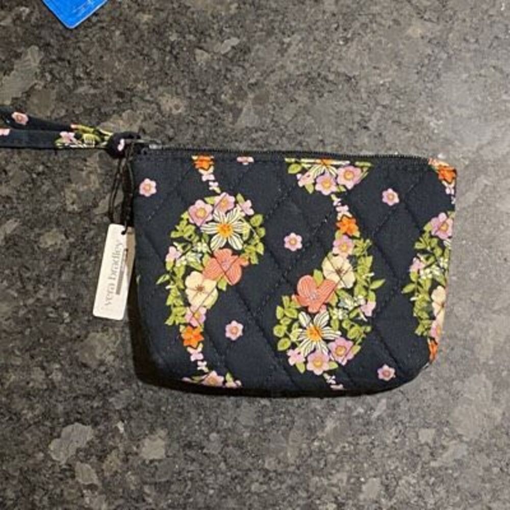 Vera Bradley Essential Zip Top Purse Pouch Paisley Rain NWT - Picture 4 of 5